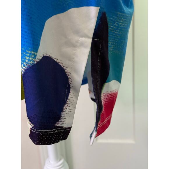 ali miles top short sleeve abstract bold color blocks v neck womens xl - Picture 4 of 5